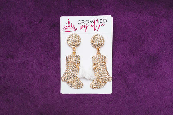 Rhinestone Majorette Boot Earrings