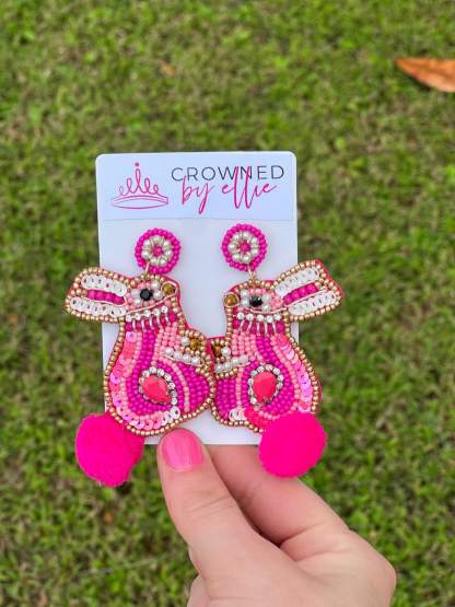 Hot Pink Bunny Earrings