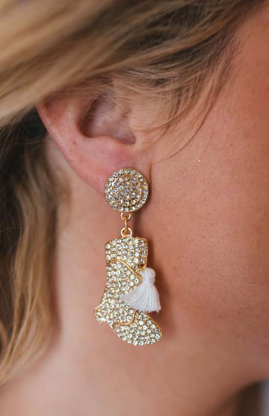Rhinestone Majorette Boot Earrings